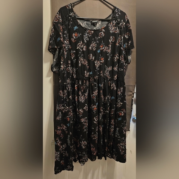Torrid Plus Size Dress 4x Multi-Color Floral Print Challis Lace Up Short Sleeve - Picture 5 of 13